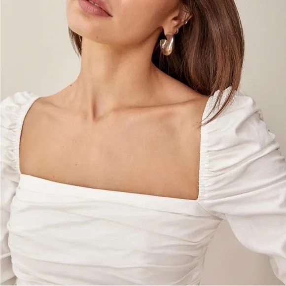 Reformation Joi Ruched Long Sleeve Top NWT - Picture 4 of 7